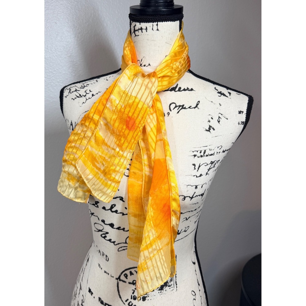 Vera Neumann Scarf Women's Yellow‎ Floral Vera-sheer Silk Blend Oblong Vintage